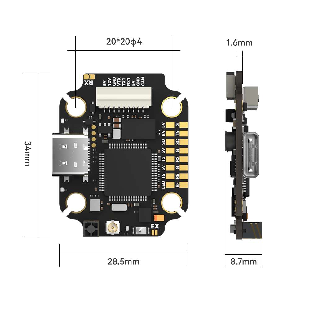 Borg Mini F7 Flight Controller - w/Rx - iFlight